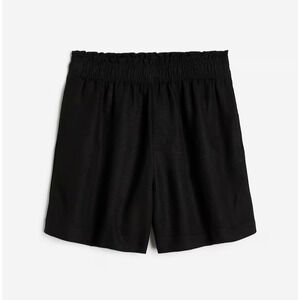 H&M Black Linen-Blend Pull-On Shorts Sz Small Relaxed Side Pockets High Waist